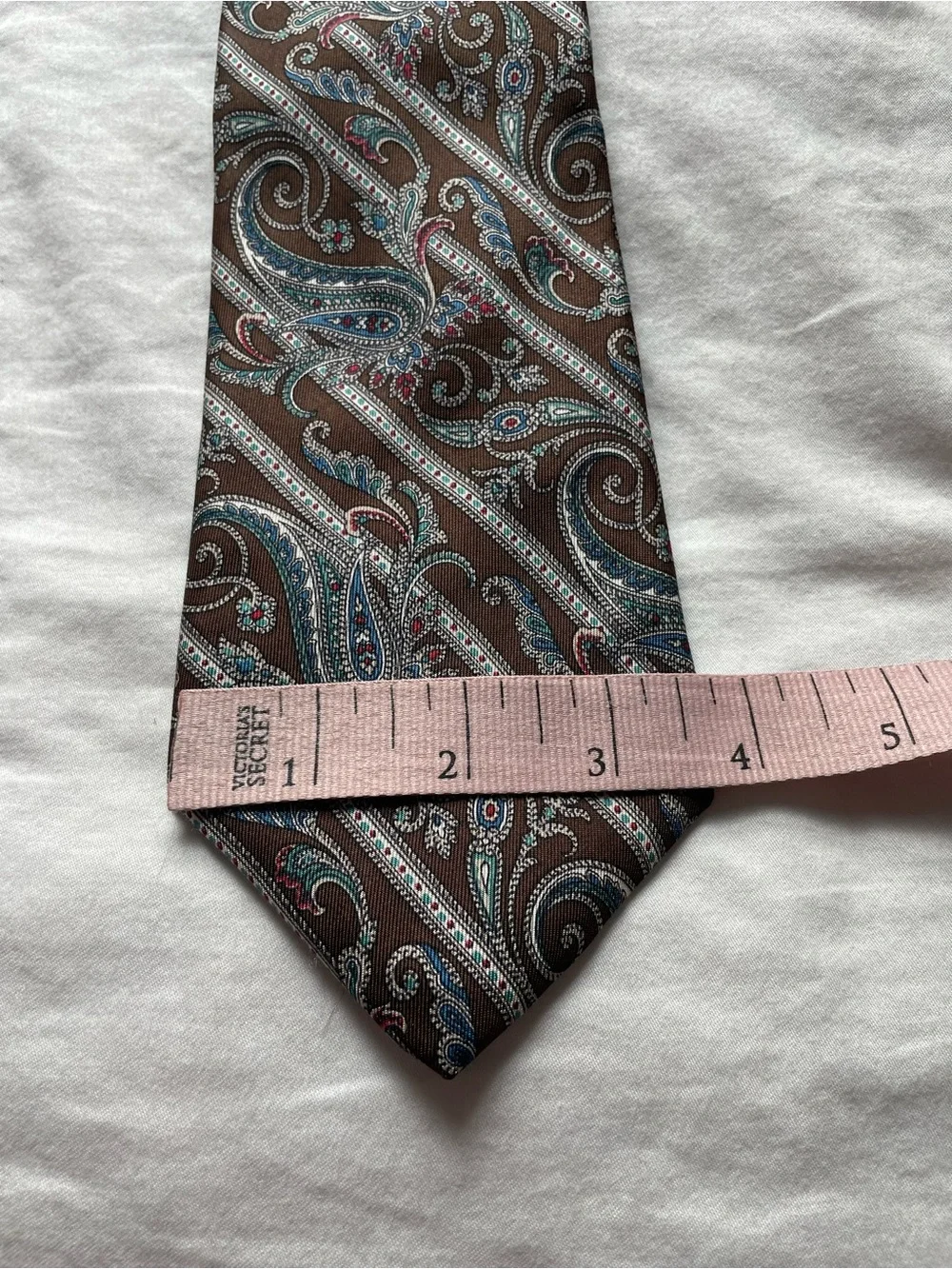 Vintage Dior Silk Brown Teal Paisley Tie Office Work Old Money Heritage Academia